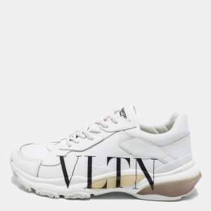 Valentino White Leather VLTN Bounce Low Top Sneakers Size 40