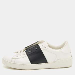 Valentino White/Black Leather Low Top Sneakers Size 42