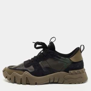 Valentino Multicolor Canvas and Leather Lace Up Sneakers Size 43.5