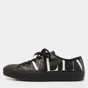 Valentino Black Leather VLTN Low Top Sneakers Size 41