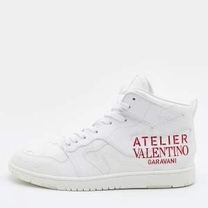 Valentino White Leather Atelier High Top Sneakers Size 44