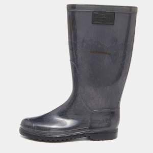 Valentino Grey Lace Print Rubber Rain Boots Size 38