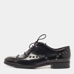 Valentino Black Leather Rockstud Lace Up Oxfords Size 41