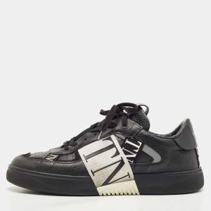 Valentino Black Leather VLTN Low Top Sneakers Size 44