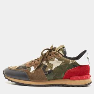 Pre Owned Valentino Multicolor Canvas and Leather Rockrunner Sneakers Size 40