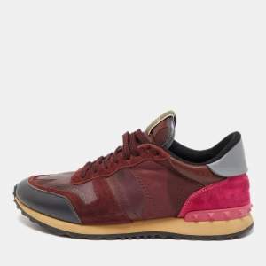 Pre Owned Valentino Multicolor Leather and Suede Rockstud Sneakers Size 43