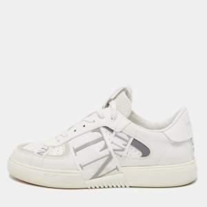 Valentino White Leather Low Top Open Sneakers Size 43