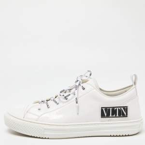 Valentino Garavani White Patent Leather Giggies Low Top Sneakers Size 45