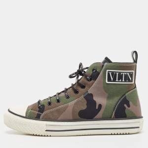 Valentino Green Camouflage Canvas Giggies High Top Sneakers Size 43