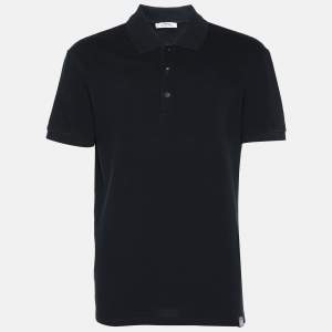 Versace Collection Navy Blue Cotton Pique Polo T-Shirt XL