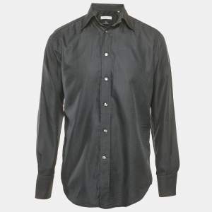 Versace Collection Black Houndstooth Cotton Blend City Shirt M