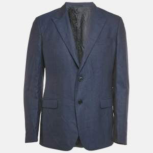 مملوكة مسبقًا Versace Collection Blue Wool Regular Fit Blazer L