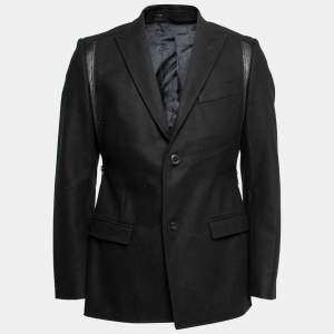 Versace Collection Black Wool Zip Detailed Long Sleeve Blazer M