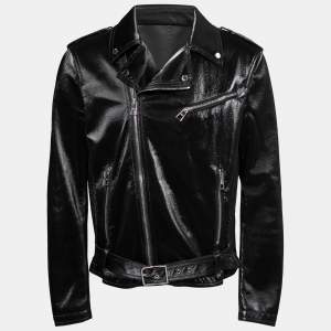 Versace Collection Black Faux Leather Biker Jacket M