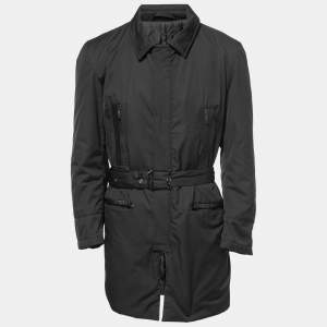 Versace Collection Black Synthetic Belted Jacket XL