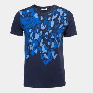 Versace Collection Navy Blue Cotton Animal Print T-Shirt M