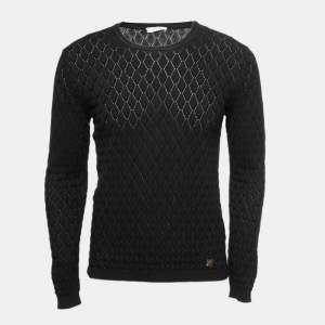 Versace Collection Black Diamond Patterned Knit Sweater M