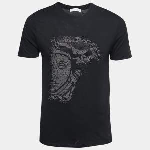 Versace Collection Black Cotton Medusa Embellished T-Shirt S