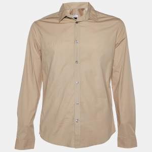 Versace Collection Beige Stretch Cotton Trend Fit Shirt L