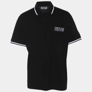Versace Jeans Couture Black Jersey Front Pocket Polo T-Shirt XXL
