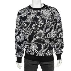 Versace Jeans Couture Black Regalia Printed Cotton Knit Sweatshirt 3XL