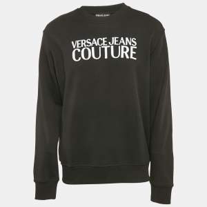 Pre Owned Versace Jeans Couture Black Logo Embroidered Sweatshirt L