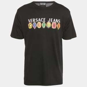 Pre Owned Versace Jeans Couture Black Logo Print Jersey T-Shirt XL