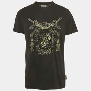 مملوكة مسبقًا Versace Jeans Couture Black Printed Jersey T-Shirt XL