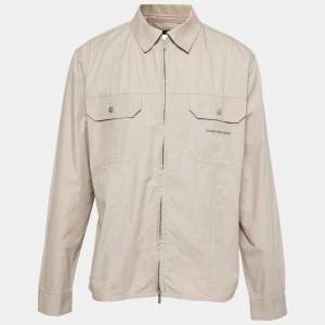 Pre Owned Versace Jeans Couture Beige Cotton Zip Front Shirt XXL