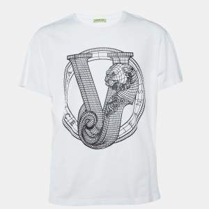 Versace Jeans White Logo Rubber Print Cotton T-Shirt XXXL