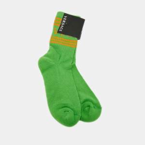 Pre Owned versace Green Logo Stretch Cotton Socks S