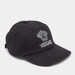 Versace Black Medusa Embroidered Cotton Canvas Baseball Cap 