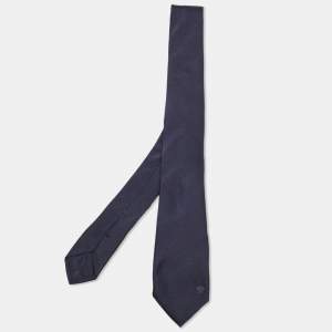 Versace Navy Blue Medusa Patterned Silk Tie
