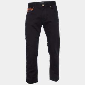 Versace  Black Denim Printed Detail Taylor Fit Jeans XL