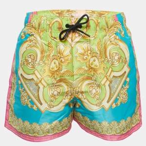 Versace Multicolor Golfo Barocco Print Nylon Swim Shorts M