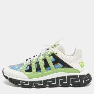 Pre Owned Versace Multicolor Canvas and Leather Trigreca Sneakers Size 46