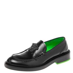 Versace Black Leather Slip On  Medusa Loafers Size 40