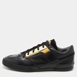 Versace Black Leather Medusa Low Top Sneakers Size 44