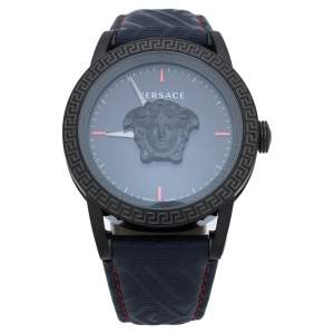 Versace Blue Black Ion Plated Stainless Steel Palazzo Empire VERD00118 Men's Wristwatch 43 mm
