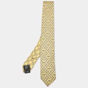 Versace Yellow Printed Silk Tie 