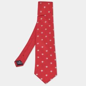 Gianni Versace Red Medusa Print Silk Tie 