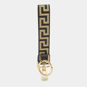 Versace Gold/Black Canvas Greek Band Key Ring