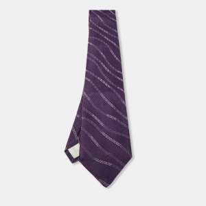 مملوكة مسبقًا Versace Purple Greca Pattern Silk Traditional Tie