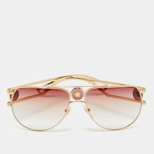 مملوكة مسبقًا Versace Pink/Gold Tone Gradient MOD 2225 Medusa Aviator Sunglasses