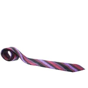 Pre Owned Gianni Versace Vintage Multicolor Diagonal Striped and Dotted Silk Jacquard Tie