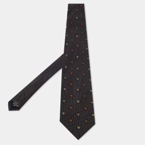 Gianni Versace Navy Blue Medusa Print Silk Tie 