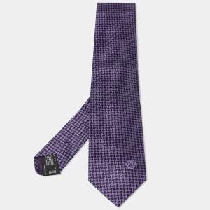 Versace Navy Blue Jacquard Silk Tie