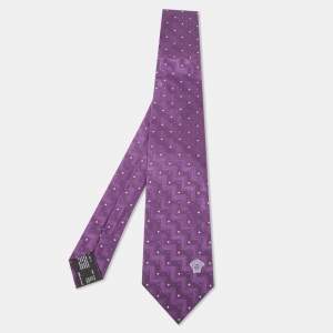  Versace Purple Dotted Silk Tie