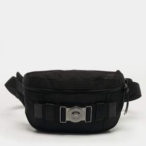 مملوكة مسبقًا Versace La Medusa Black Nylon Belt Bag