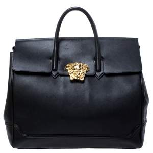 Versace Black Leather Palazzo Empire Tote